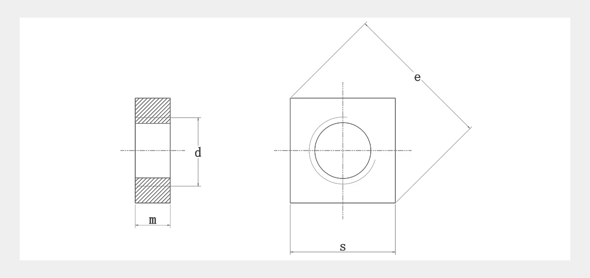 Thin Square Nut 2D Thin Square Nut 2D