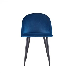 Eetkamerstoel van blauw fluweel